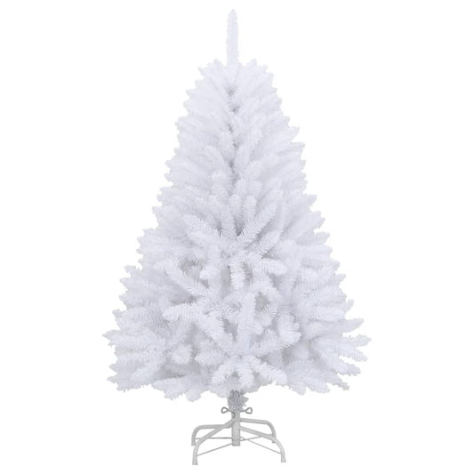 Artificial Hinged Christmas Tree White PVC and Metal Medium