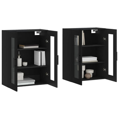 Wall Mounted Cabinets 2 pcs Black Engineered Wood