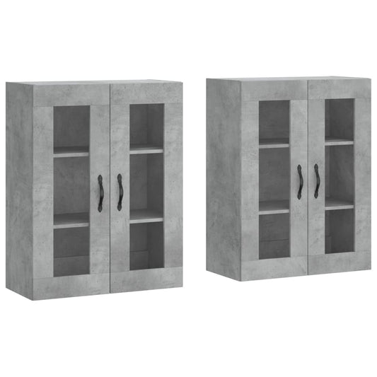 Wall Mounted Cabinets 2 pcs Concrete Grey Engineered Wood