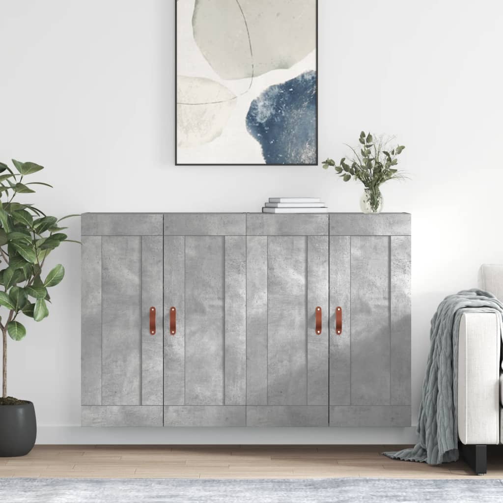 Wall Mounted Cabinets 2 pcs Concrete Grey Engineered Wood
