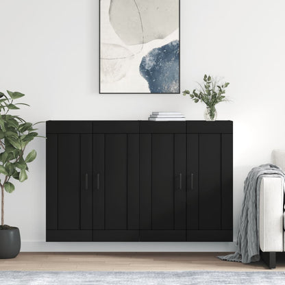 Wall Mounted Cabinets 2 pcs Black Engineered Wood