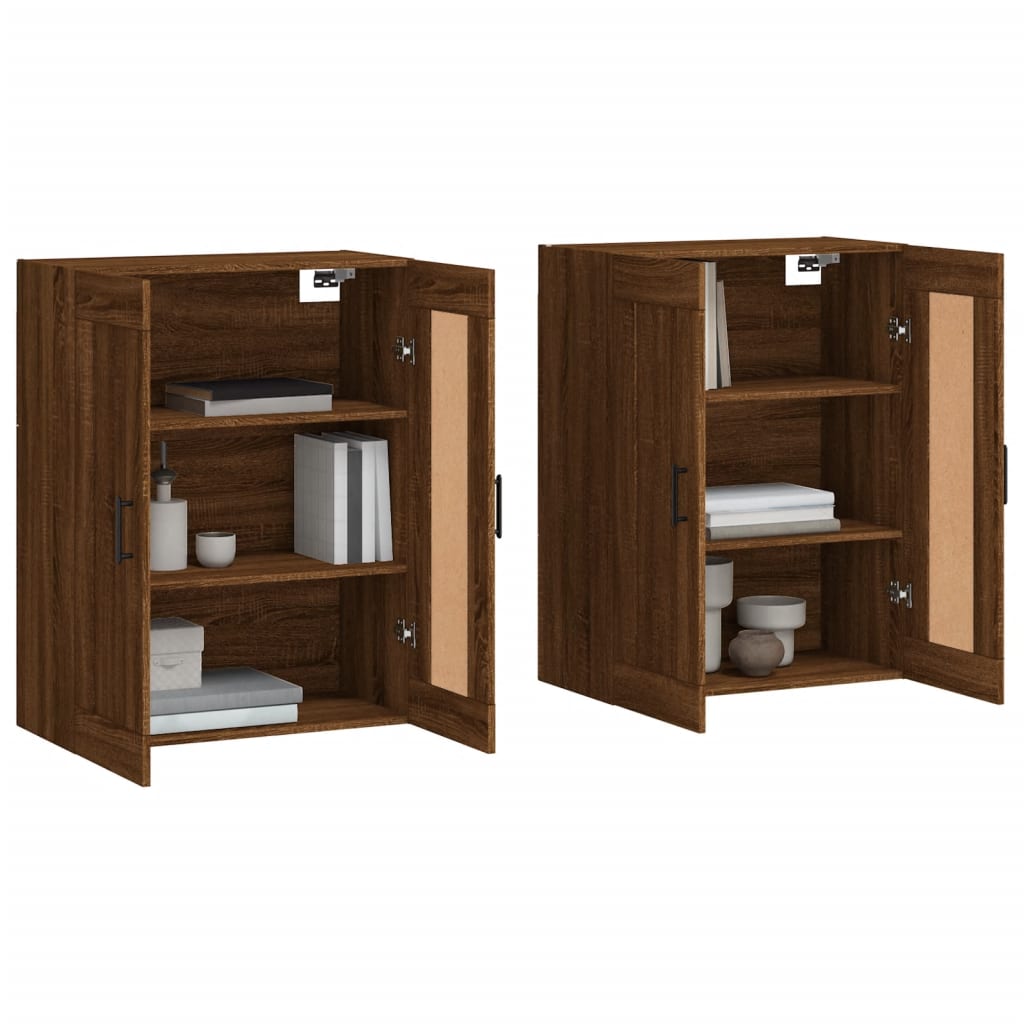 Wall Mounted Cabinets 2 pcs Brown Oak Engineered Wood