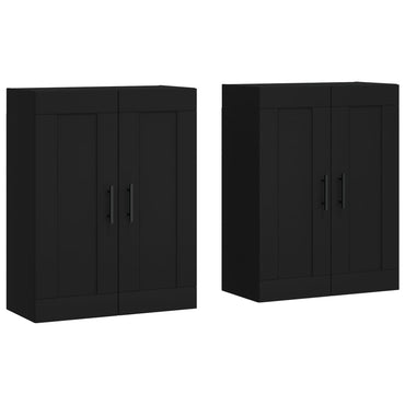 Wall Mounted Cabinets 2 pcs Black Engineered Wood