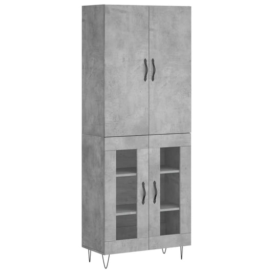 Highboard Concrete Grey 69.5x34x180 cm Engineered Wood