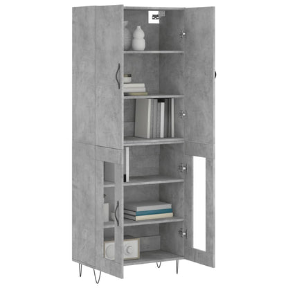 Highboard Concrete Grey 69.5x34x180 cm Engineered Wood