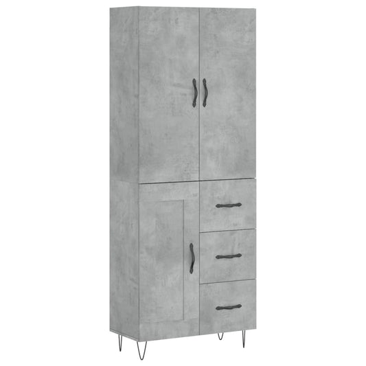 Highboard Concrete Grey 69.5x34x180 cm Engineered Wood