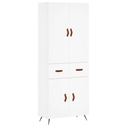 Highboard White 69,5x34x180 cm Engineered Wood