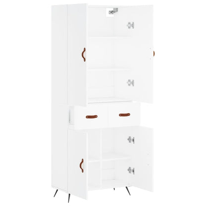 Highboard White 69,5x34x180 cm Engineered Wood