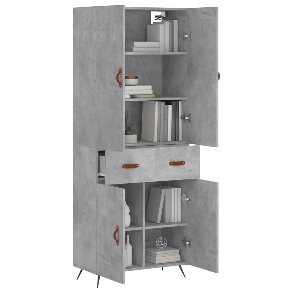 Highboard Concrete Grey 69,5x34x180 cm Engineered Wood