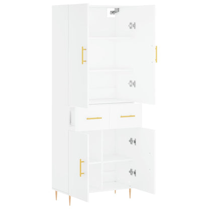 Highboard White 69.5x34x180 cm Engineered Wood