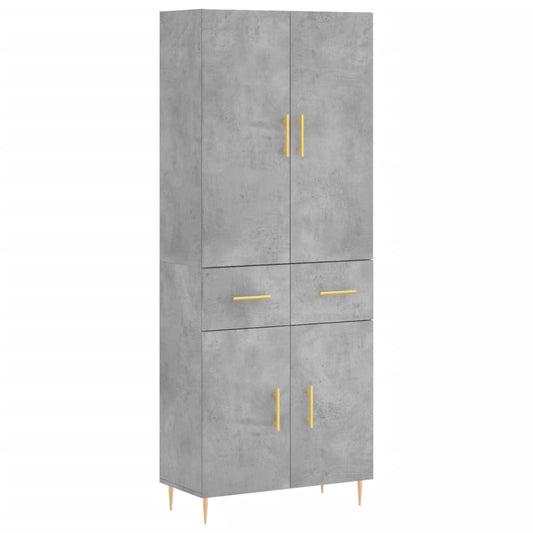 Highboard Concrete Grey 69.5x34x180 cm Engineered Wood