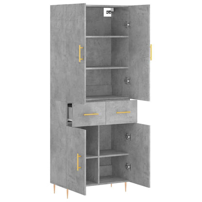 Highboard Concrete Grey 69.5x34x180 cm Engineered Wood