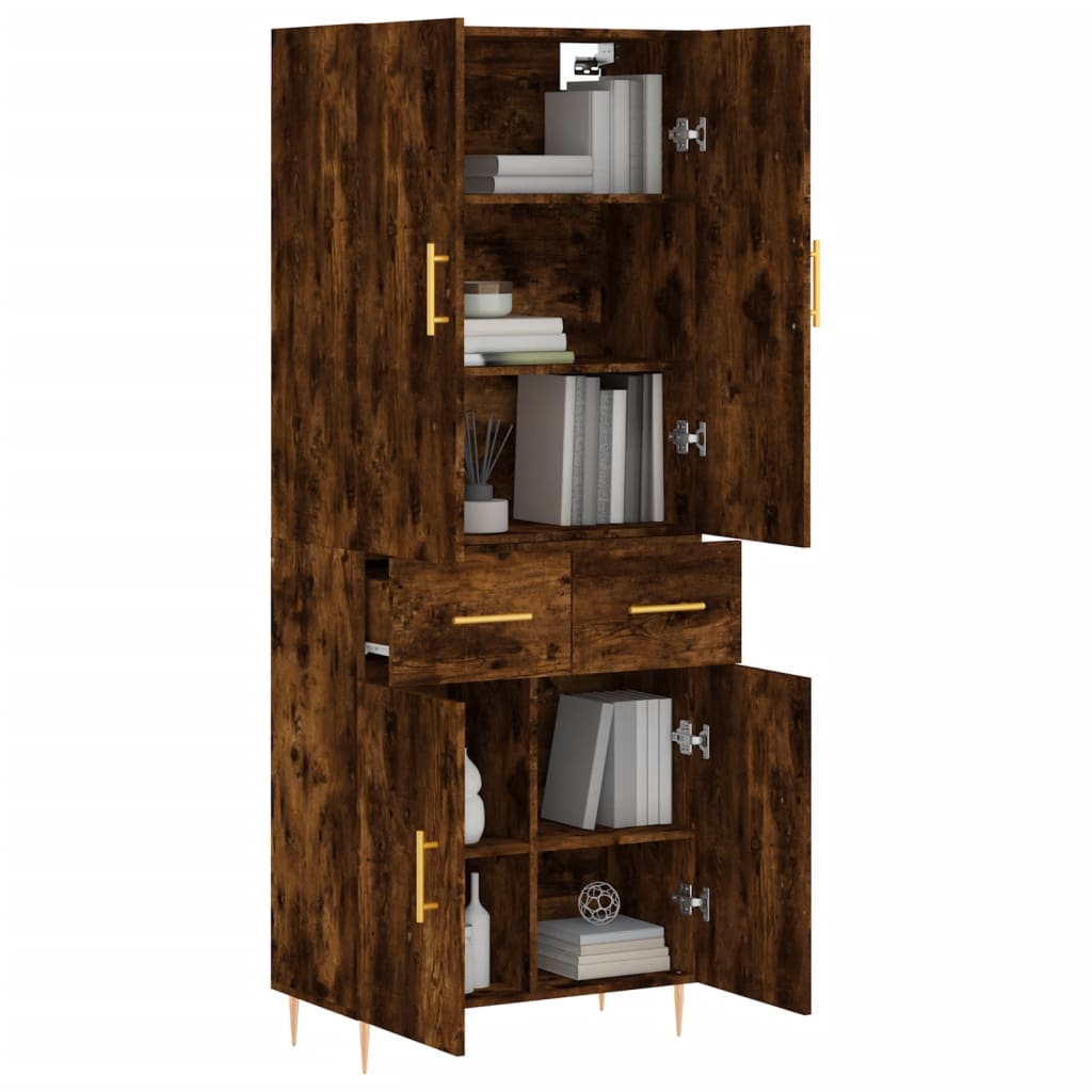 Highboard Smoked Oak 69.5x34x180 cm Engineered Wood