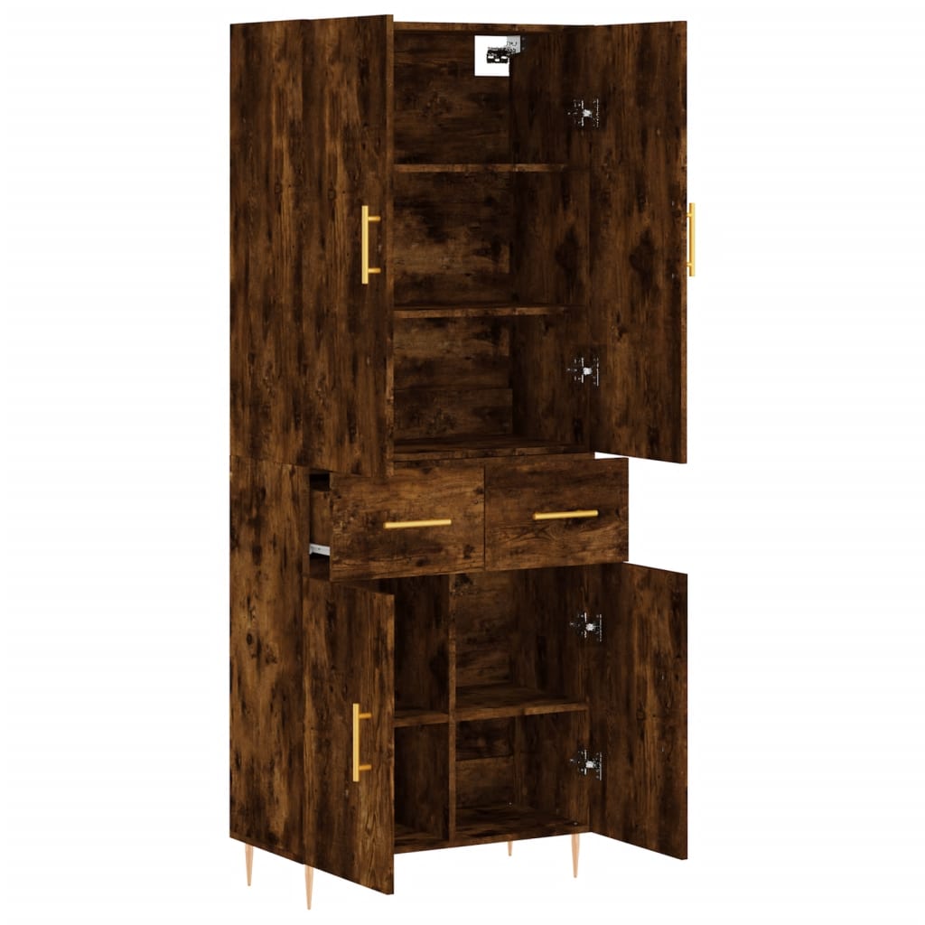 Highboard Smoked Oak 69.5x34x180 cm Engineered Wood