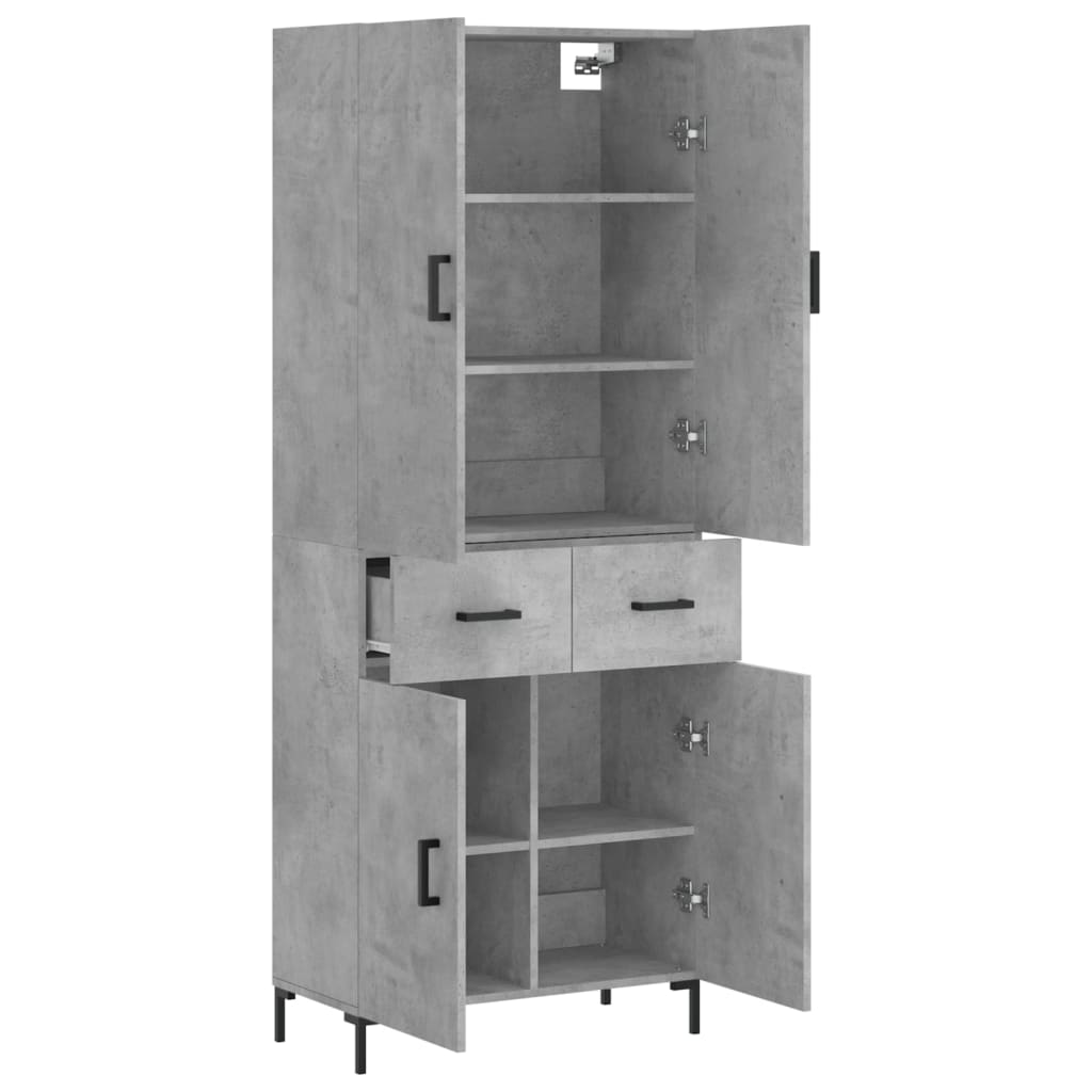 Highboard Concrete Grey 69.5x34x180 cm Engineered Wood