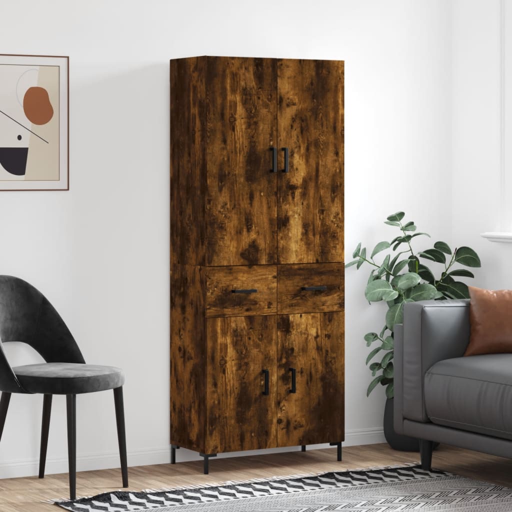 Highboard Smoked Oak 69.5x34x180 cm Engineered Wood
