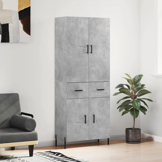 Highboard Concrete Grey 69,5x34x180 cm Engineered Wood