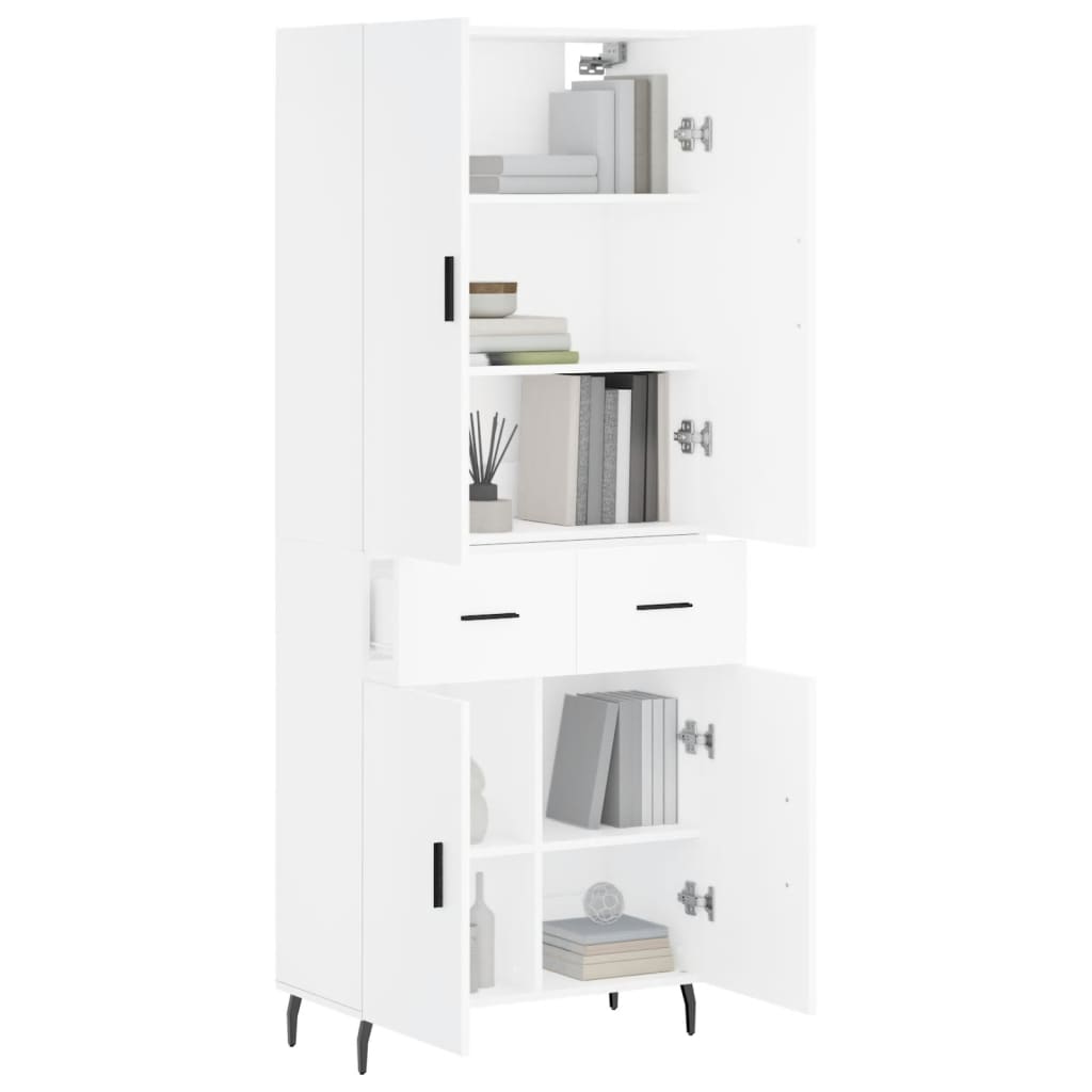Highboard White 69.5x34x180 cm Engineered Wood