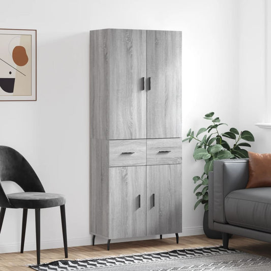 Highboard Grey Sonoma 69.5x34x180 cm Engineered Wood