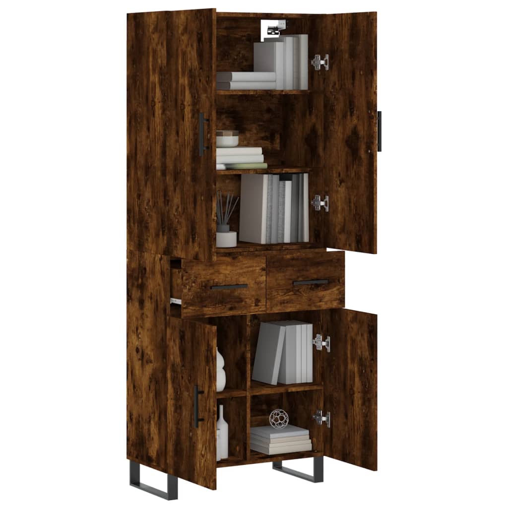 Highboard Smoked Oak 69.5x34x180 cm Engineered Wood