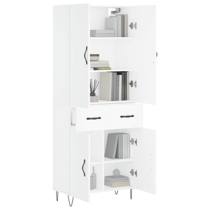 Highboard White 69.5x34x180 cm Engineered Wood