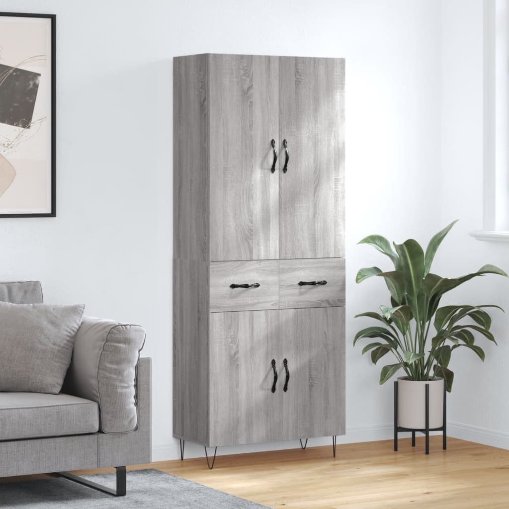Highboard Grey Sonoma 69.5x34x180 cm Engineered Wood