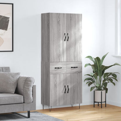 Highboard Grey Sonoma 69.5x34x180 cm Engineered Wood