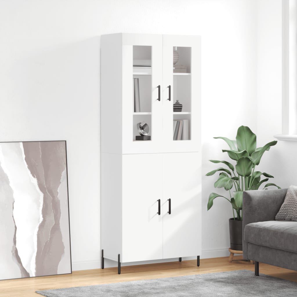 Highboard White 69.5x34x180 cm Engineered Wood