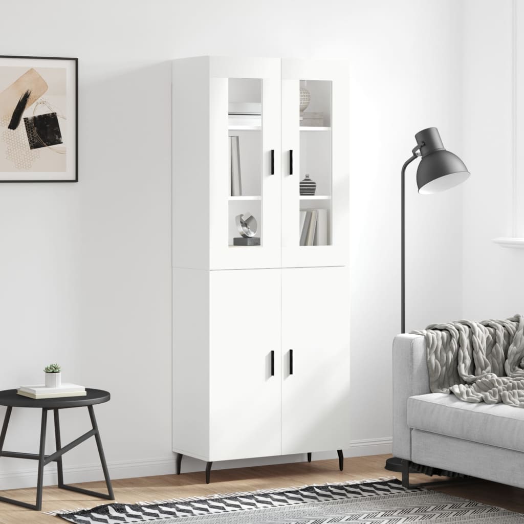 Highboard White 69.5x34x180 cm Engineered Wood