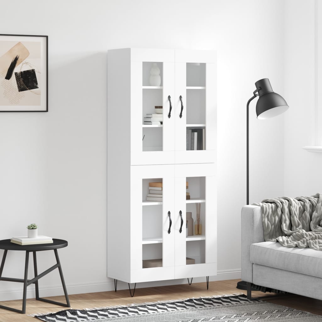 Highboard White 69.5x34x180 cm Engineered Wood