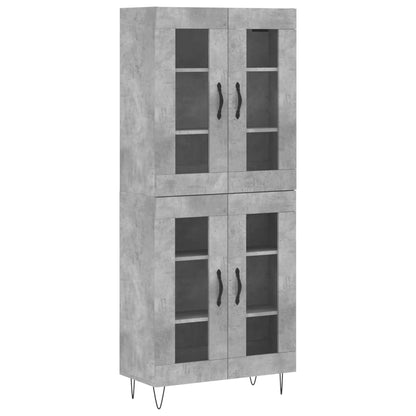Highboard Concrete Grey 69.5x34x180 cm Engineered Wood