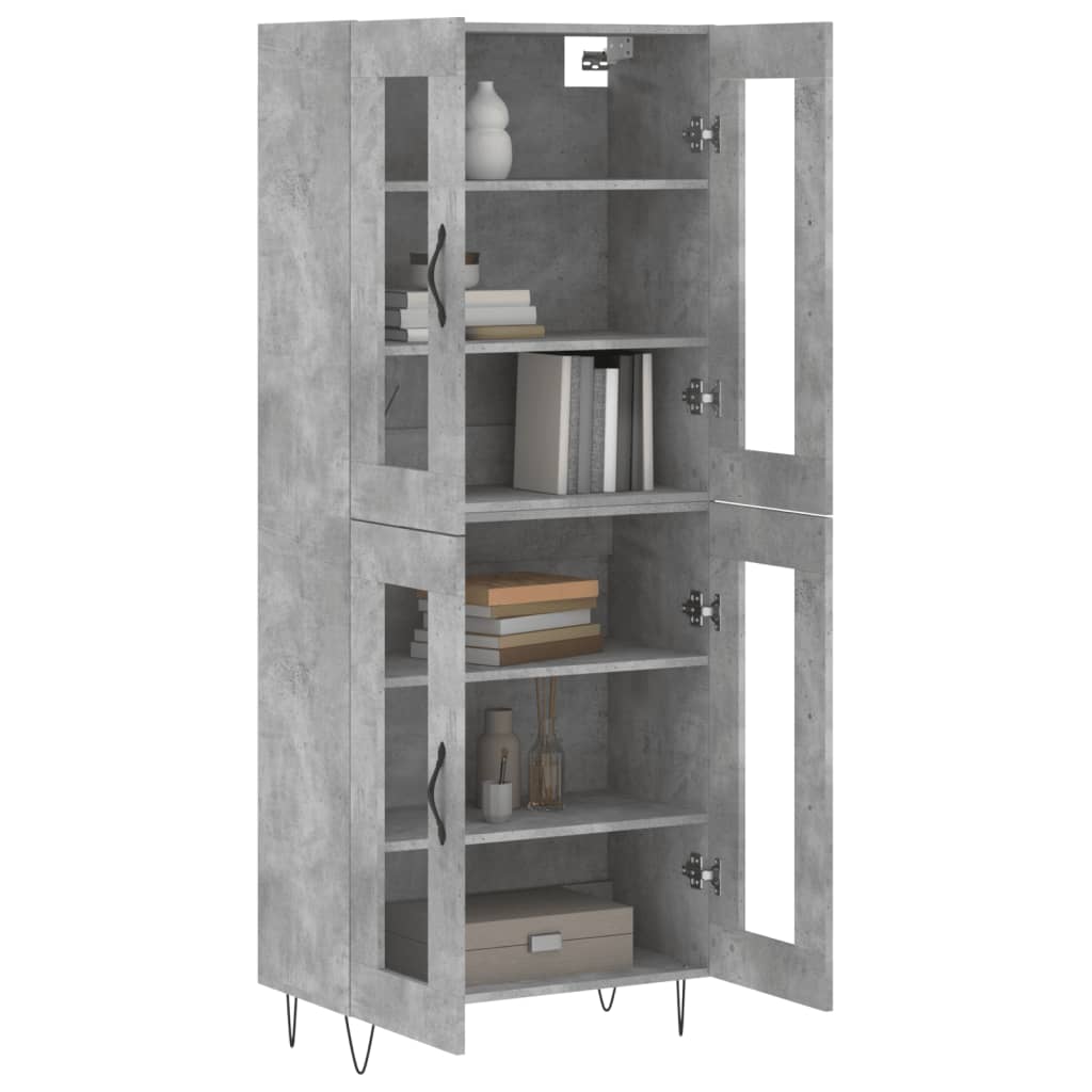 Highboard Concrete Grey 69.5x34x180 cm Engineered Wood