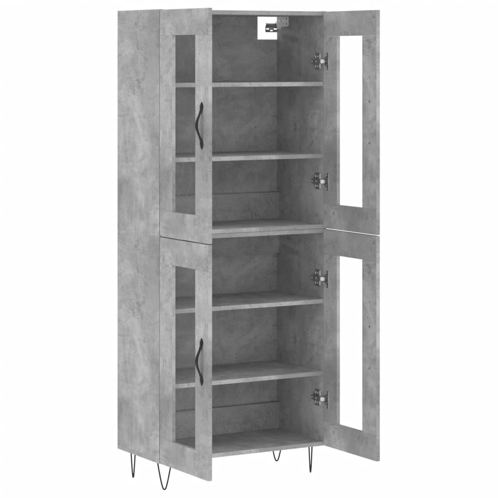 Highboard Concrete Grey 69.5x34x180 cm Engineered Wood
