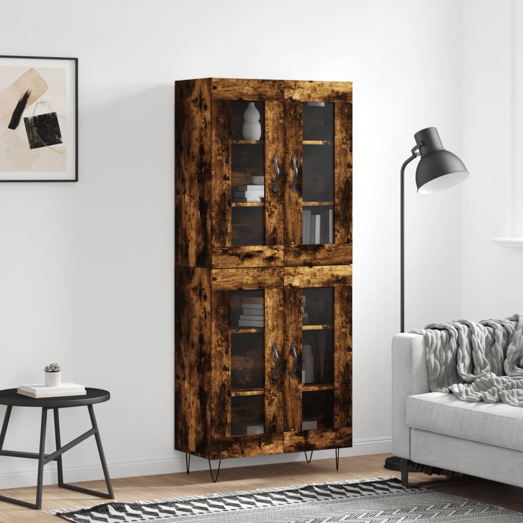 Highboard Smoked Oak 69.5x34x180 cm Engineered Wood
