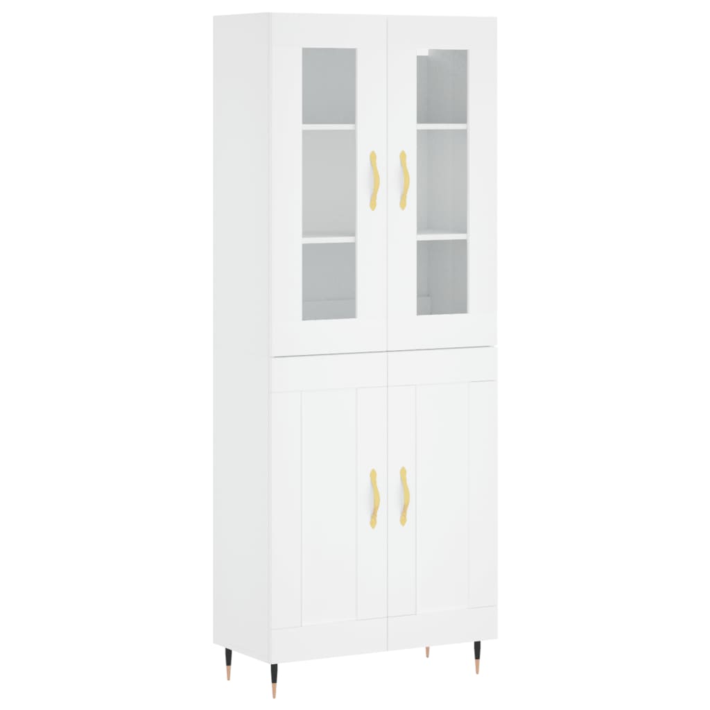 Highboard White 69,5x34x180 cm Engineered Wood
