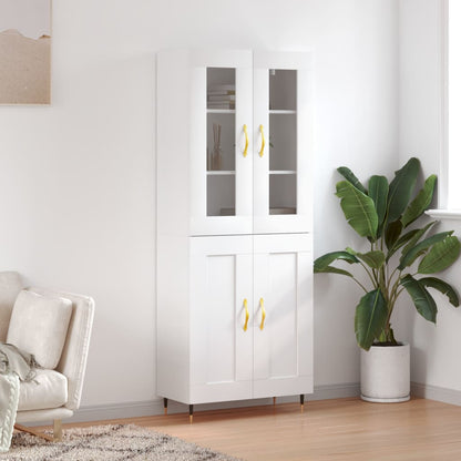 Highboard White 69,5x34x180 cm Engineered Wood