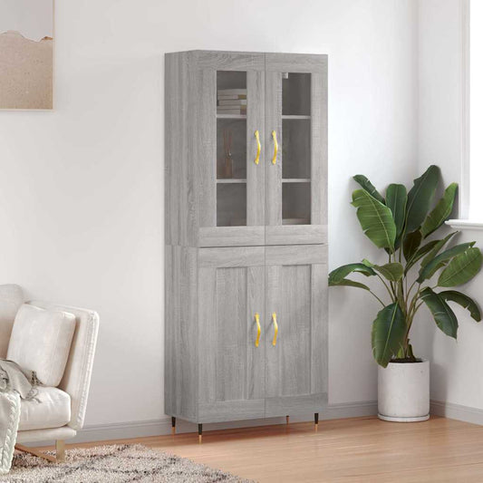 Highboard Grey Sonoma 69,5x34x180 cm Engineered Wood