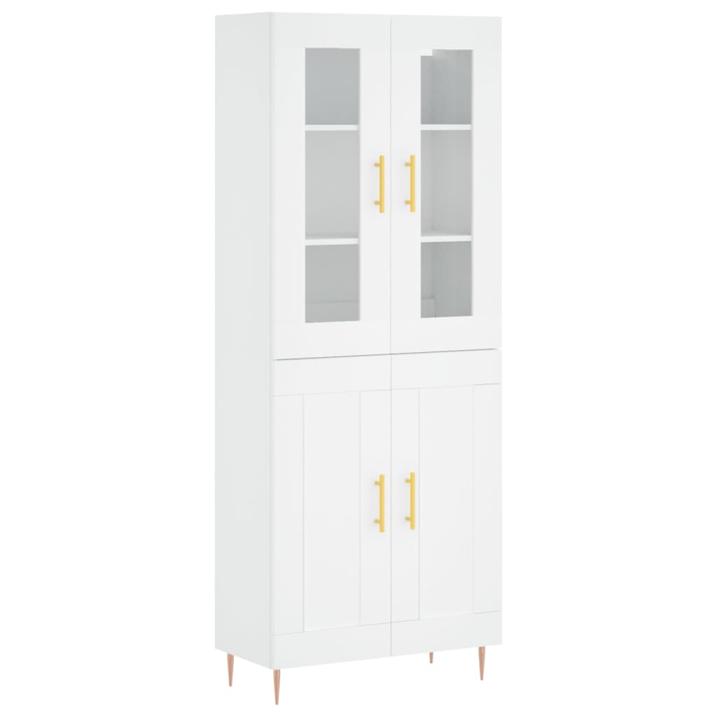 Highboard White 69.5x34x180 cm Engineered Wood
