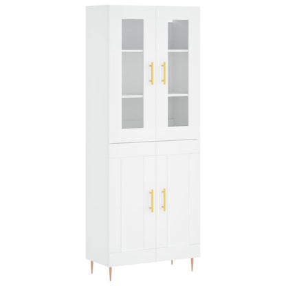 Highboard White 69.5x34x180 cm Engineered Wood