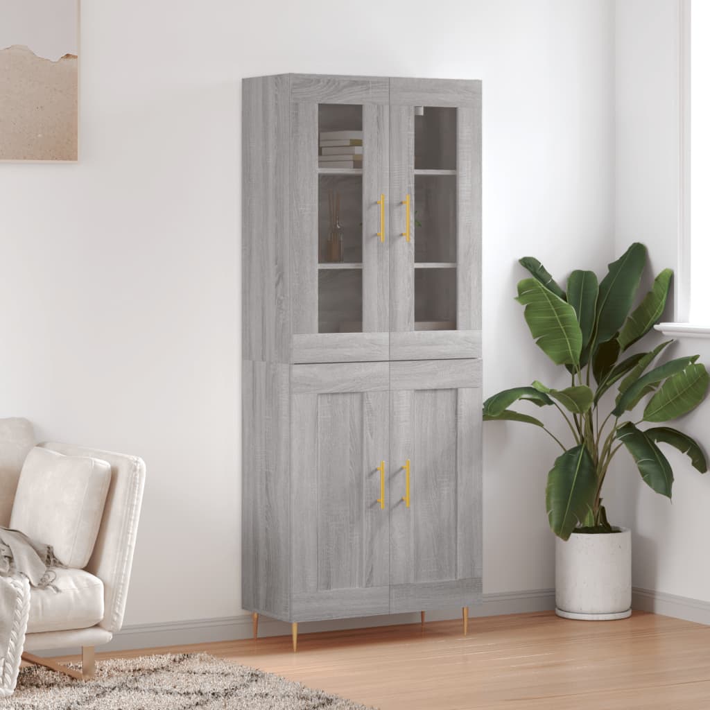 Highboard Grey Sonoma 69.5x34x180 cm Engineered Wood