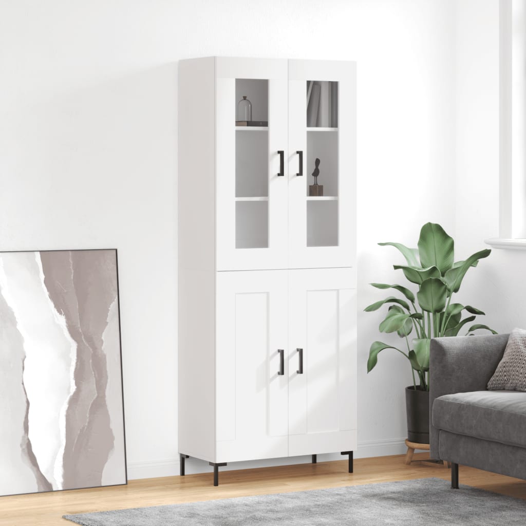 Highboard White 69.5x34x180 cm Engineered Wood