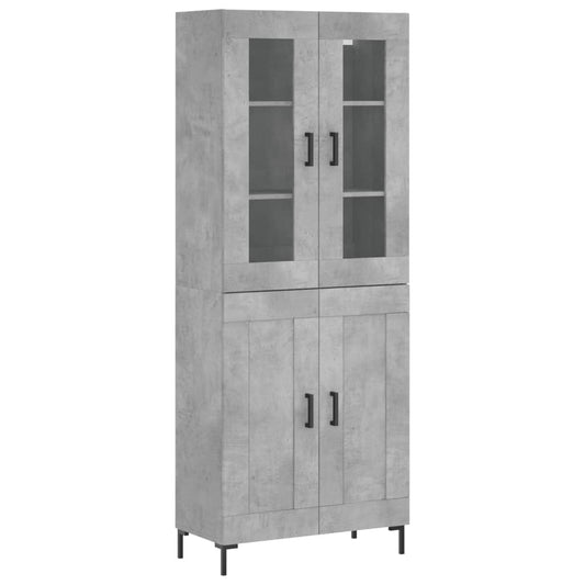 Highboard Concrete Grey 69.5x34x180 cm Engineered Wood