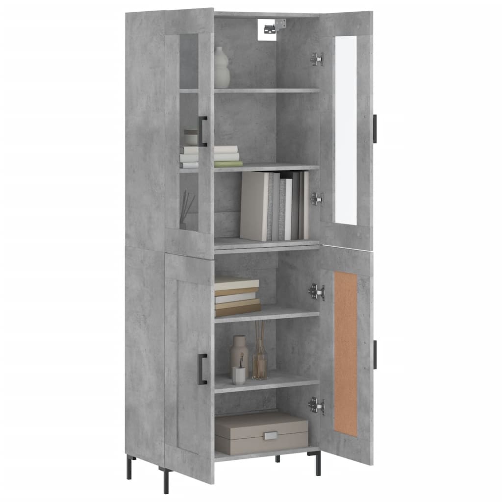 Highboard Concrete Grey 69.5x34x180 cm Engineered Wood