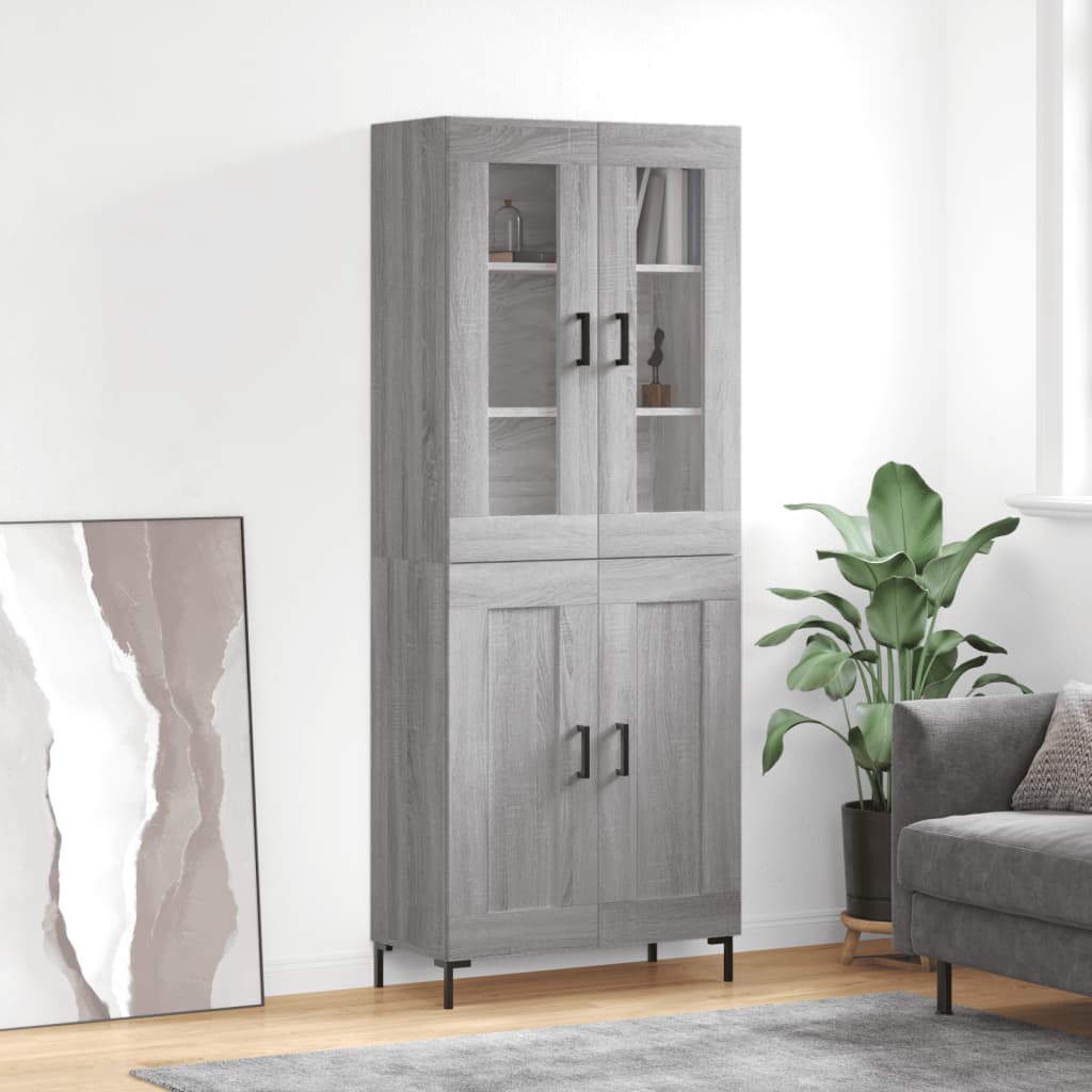 Highboard Grey Sonoma 69.5x34x180 cm Engineered Wood
