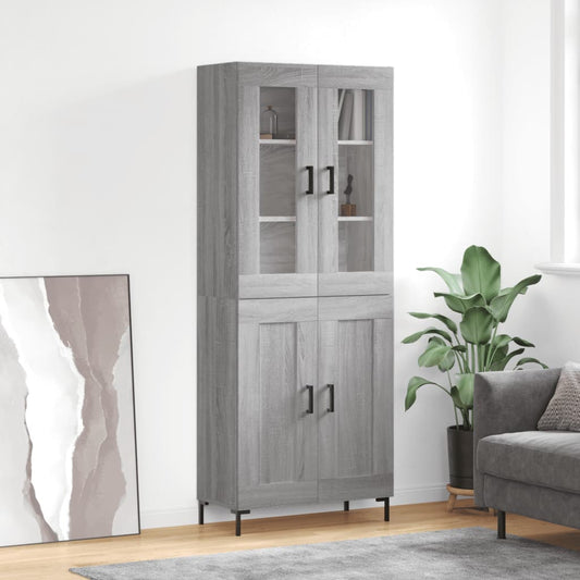 Highboard Grey Sonoma 69.5x34x180 cm Engineered Wood