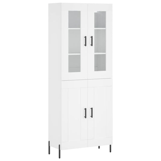 Highboard White 69.5x34x180 cm Engineered Wood
