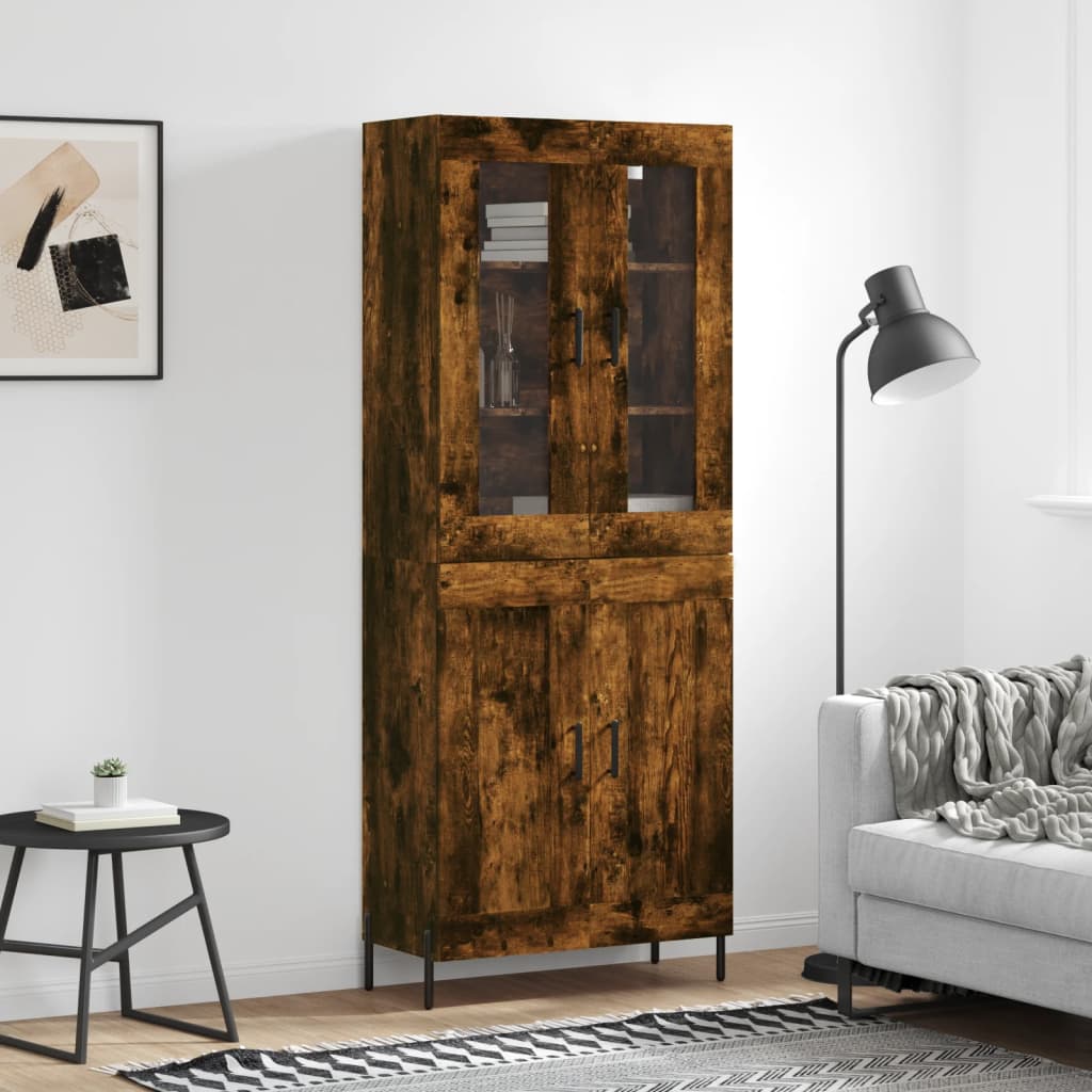 Highboard Smoked Oak 69,5x34x180 cm Engineered Wood