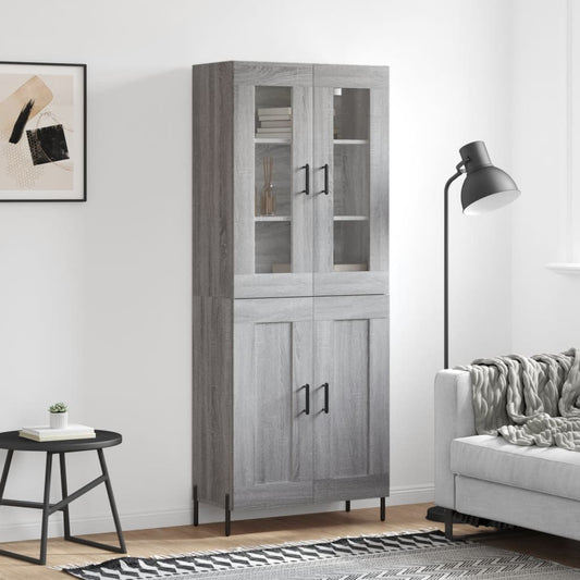 Highboard Grey Sonoma 69.5x34x180 cm Engineered Wood