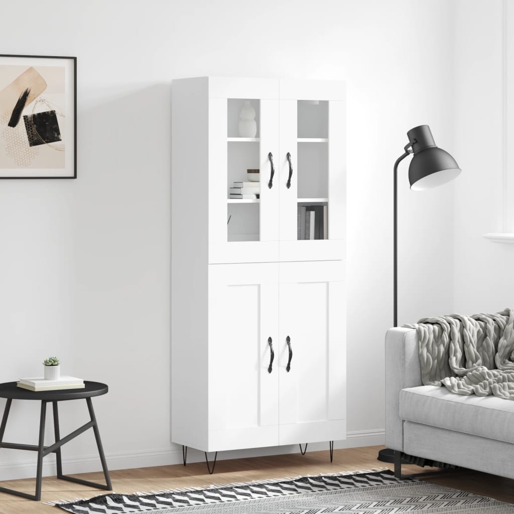 Highboard White 69.5x34x180 cm Engineered Wood