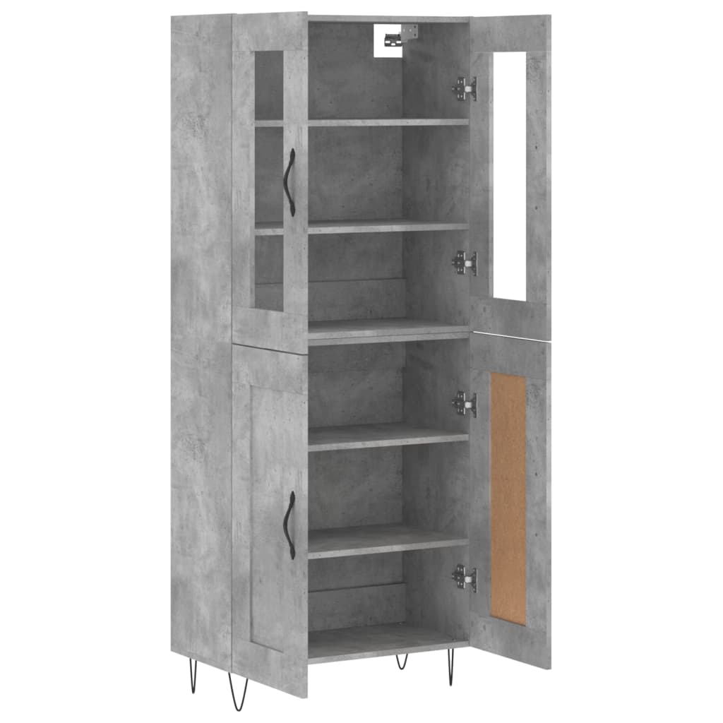 Highboard Concrete Grey 69.5x34x180 cm Engineered Wood